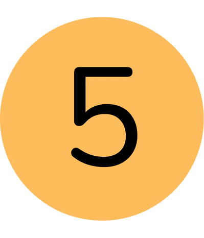 An orange circular badge displaying a bold black number "5" at its centre.