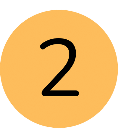 A round, orange circle featuring a bold black number "2" in the center.