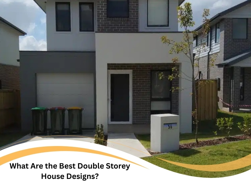 Entry view of compact modern house with brick exterior showcasing Best Double Storey House Designs for small lots.