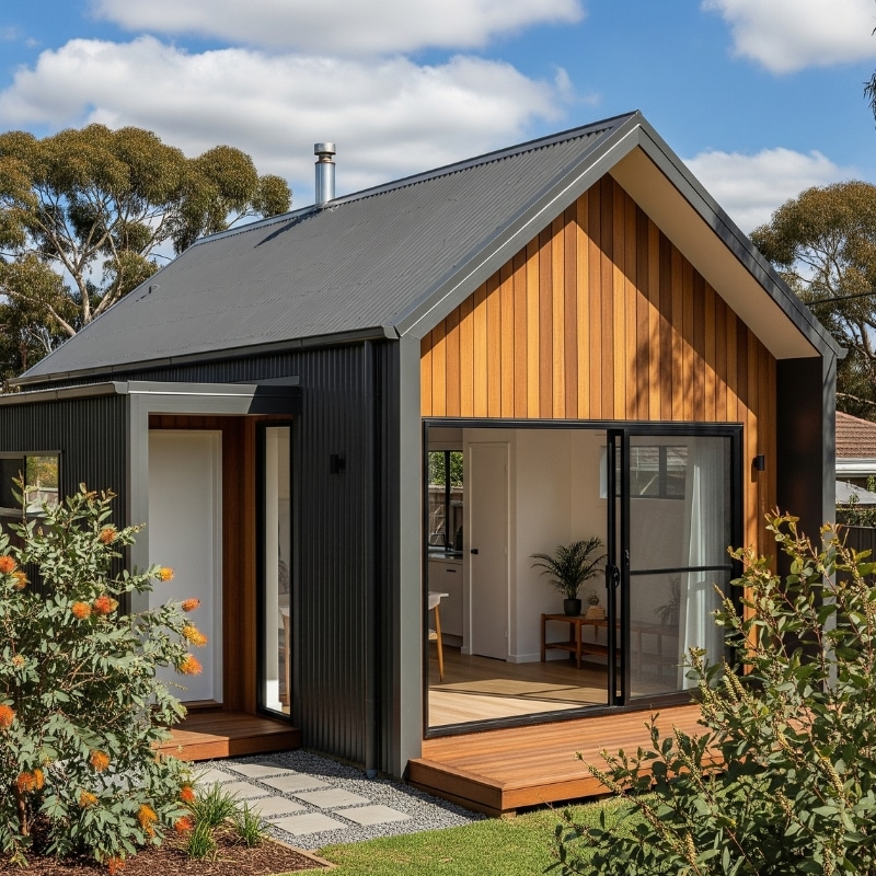Completed granny flat Sydney with stylish facade and modern finish