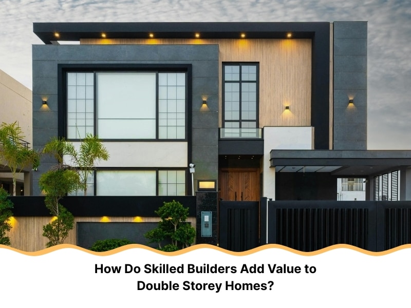 Modern architectural double storey home with large windows and stylish facade