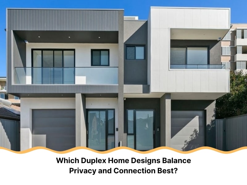 Modern duplex home designs with flat roofs and glass balconies in Sydney’s suburbs
