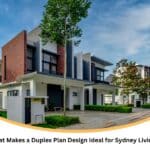 Street view of new duplex homes showcasing modern duplex plan design ideal for Sydney suburbs.