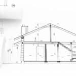 Architectural drawing of a house section with measurements and construction details shown as part of modern house plans.